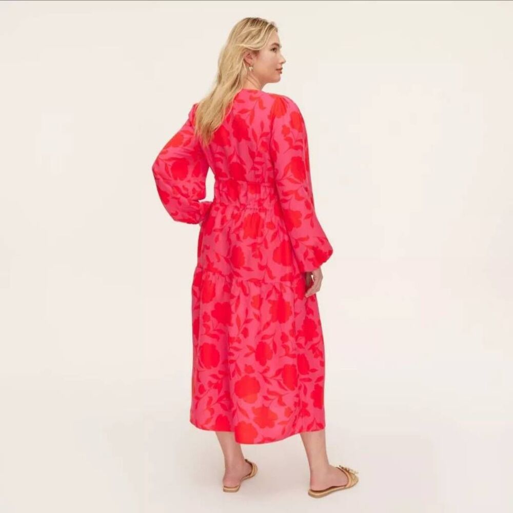 NWT Kate Spade New York x Target XL Classic Rose Linen Long Sleeve Maxi Dress - Picture 2 of 5